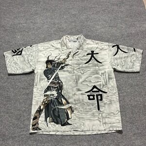 Regal Wear Samurai Warrior Graphic Button Up Shirt Mens Size 2XL Short Sleeve